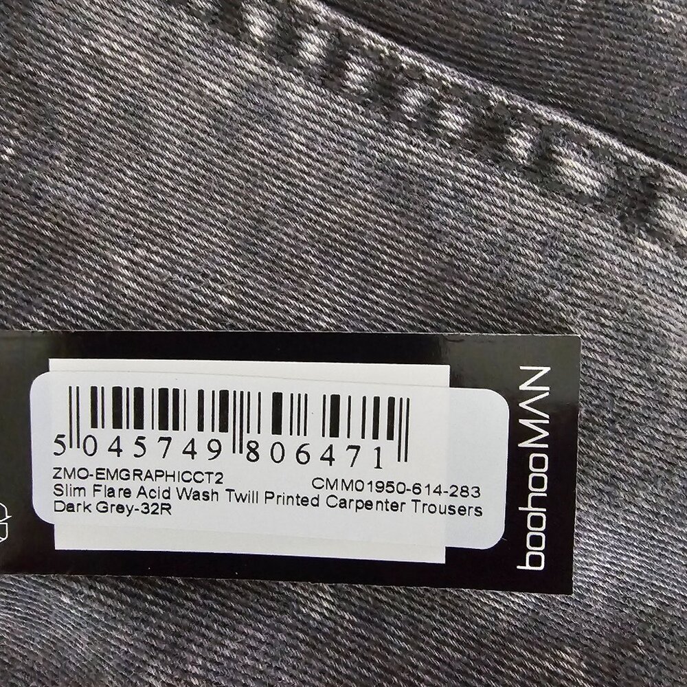 Men's Washed Charcoal Patchwork Jeans - Picture 9 of 16